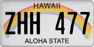 HI license plate ZHH477