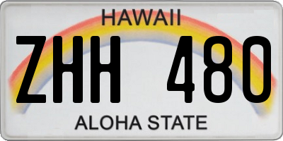 HI license plate ZHH480