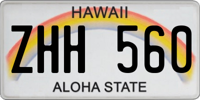 HI license plate ZHH560