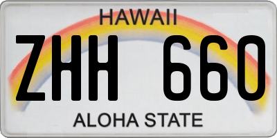 HI license plate ZHH660