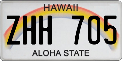 HI license plate ZHH705
