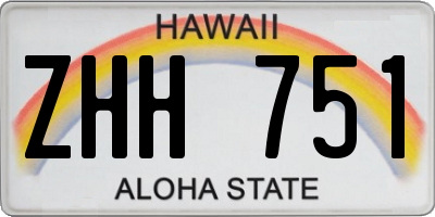HI license plate ZHH751