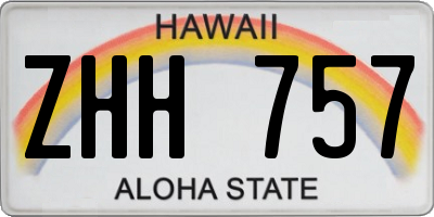 HI license plate ZHH757