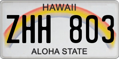HI license plate ZHH803