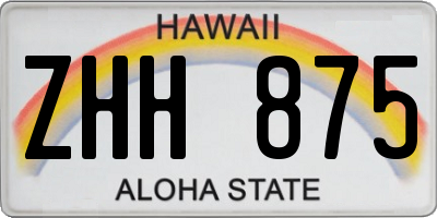 HI license plate ZHH875