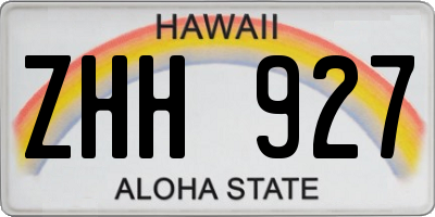 HI license plate ZHH927