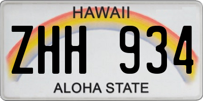 HI license plate ZHH934