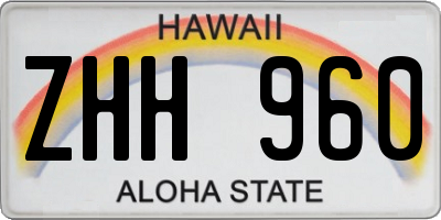 HI license plate ZHH960