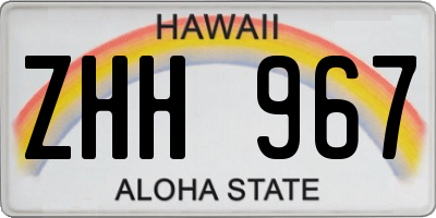 HI license plate ZHH967