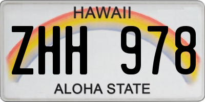 HI license plate ZHH978
