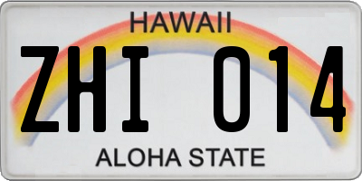 HI license plate ZHI014