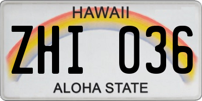 HI license plate ZHI036