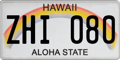 HI license plate ZHI080