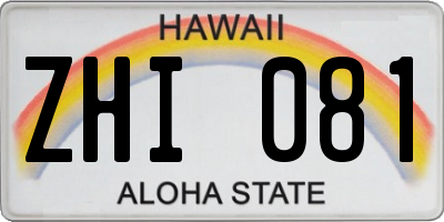 HI license plate ZHI081