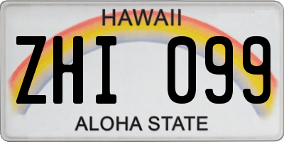 HI license plate ZHI099