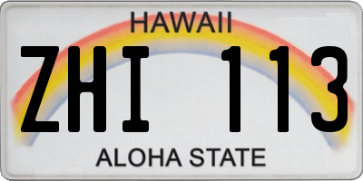 HI license plate ZHI113