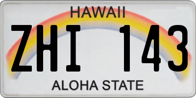 HI license plate ZHI143