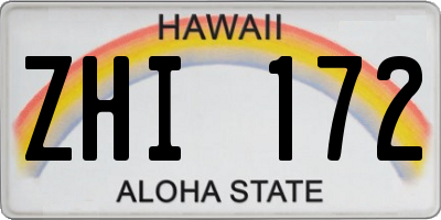 HI license plate ZHI172