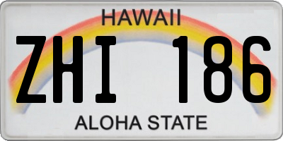 HI license plate ZHI186