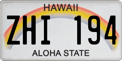 HI license plate ZHI194