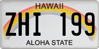 HI license plate ZHI199