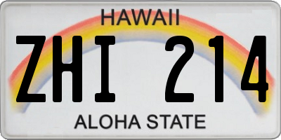 HI license plate ZHI214