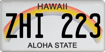 HI license plate ZHI223