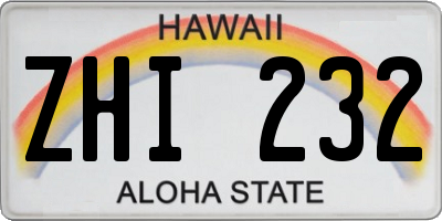 HI license plate ZHI232