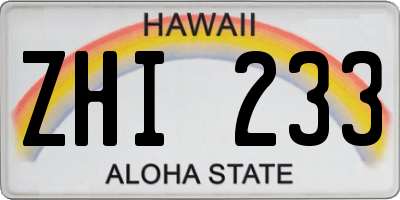 HI license plate ZHI233
