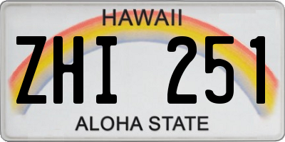HI license plate ZHI251