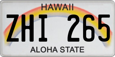 HI license plate ZHI265