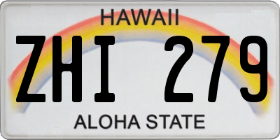 HI license plate ZHI279