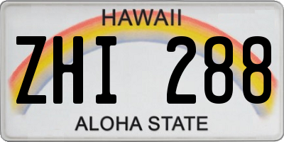 HI license plate ZHI288