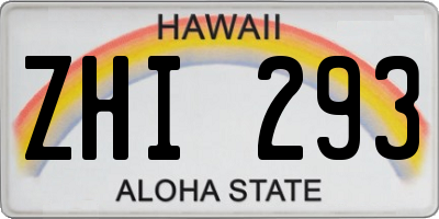 HI license plate ZHI293