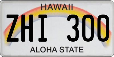 HI license plate ZHI300