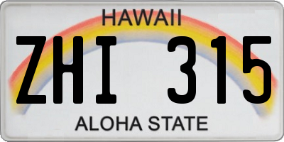 HI license plate ZHI315