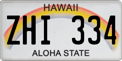 HI license plate ZHI334