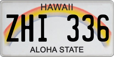 HI license plate ZHI336