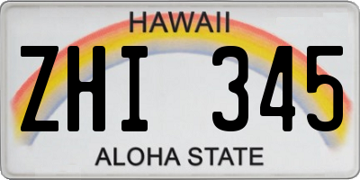 HI license plate ZHI345
