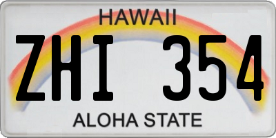 HI license plate ZHI354