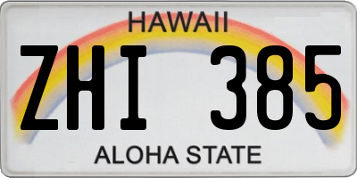 HI license plate ZHI385
