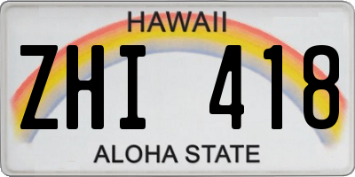 HI license plate ZHI418