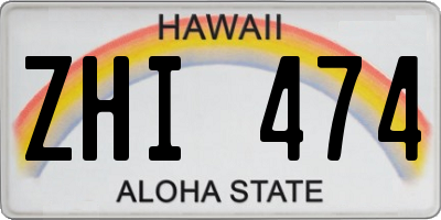 HI license plate ZHI474