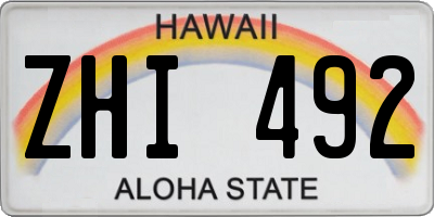 HI license plate ZHI492