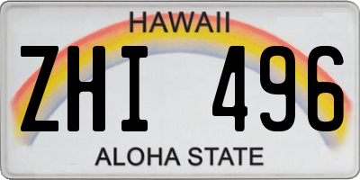HI license plate ZHI496