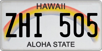 HI license plate ZHI505