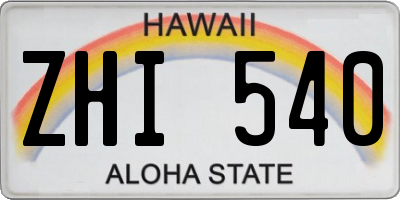HI license plate ZHI540