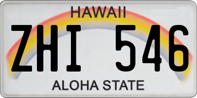 HI license plate ZHI546