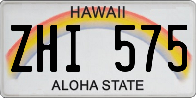HI license plate ZHI575