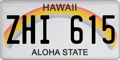 HI license plate ZHI615